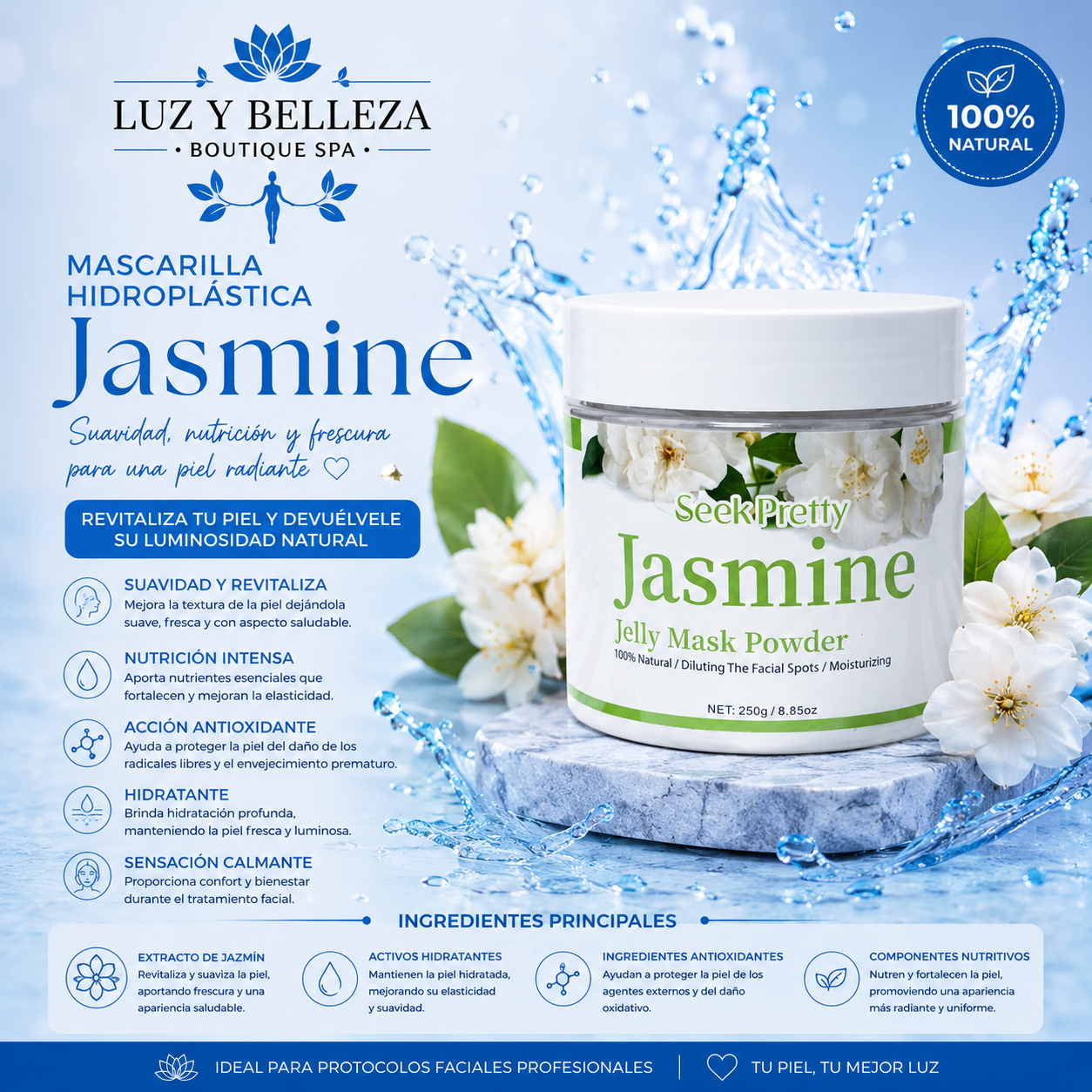 MASCARILLA HIDROPLÁSTICA JASMINE 250gr  Satori