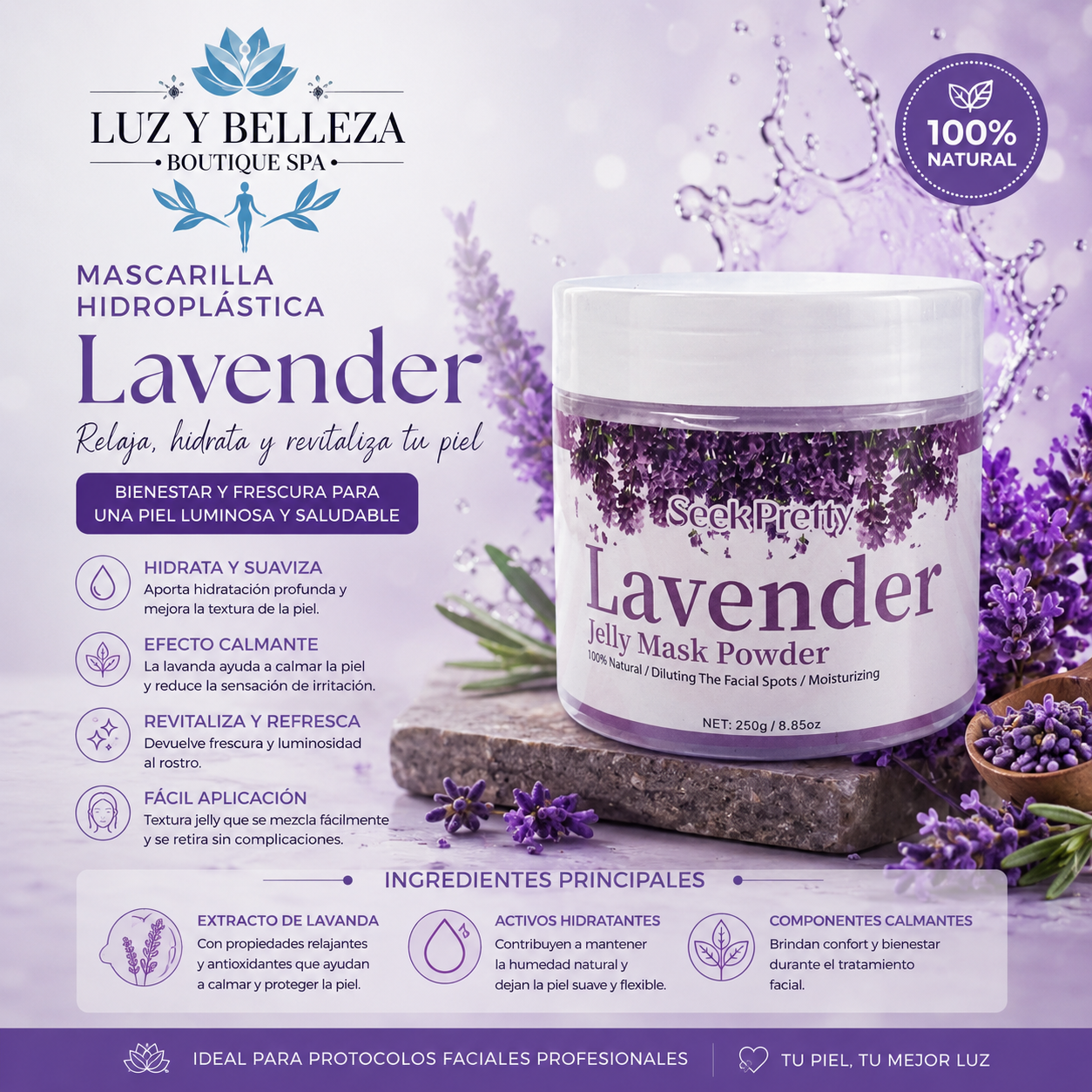 MASCARILLA HIDROPLÁSTICA LAVENDER 250gr Satori