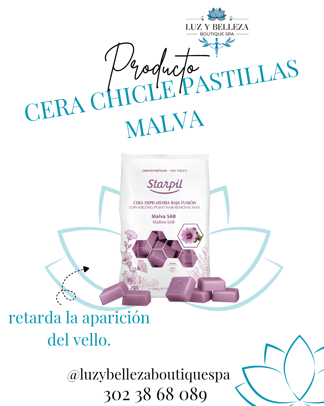 CERA DEPILACIÓN MALVA EN PASTILLAS CHICLE 1000g  Starpil