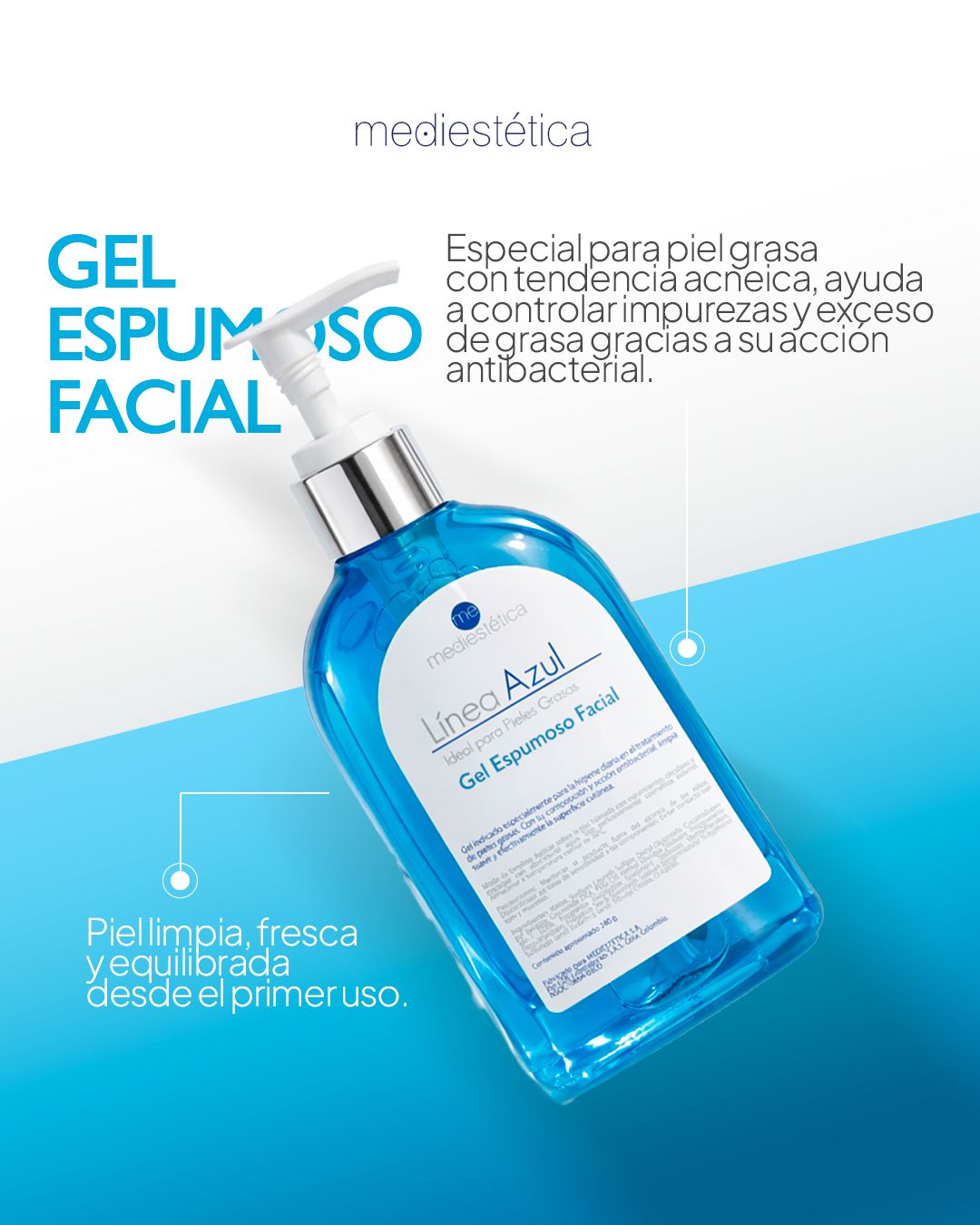 GEL ESPUMOSO FACIAL LÍNEA AZUL mediestetica