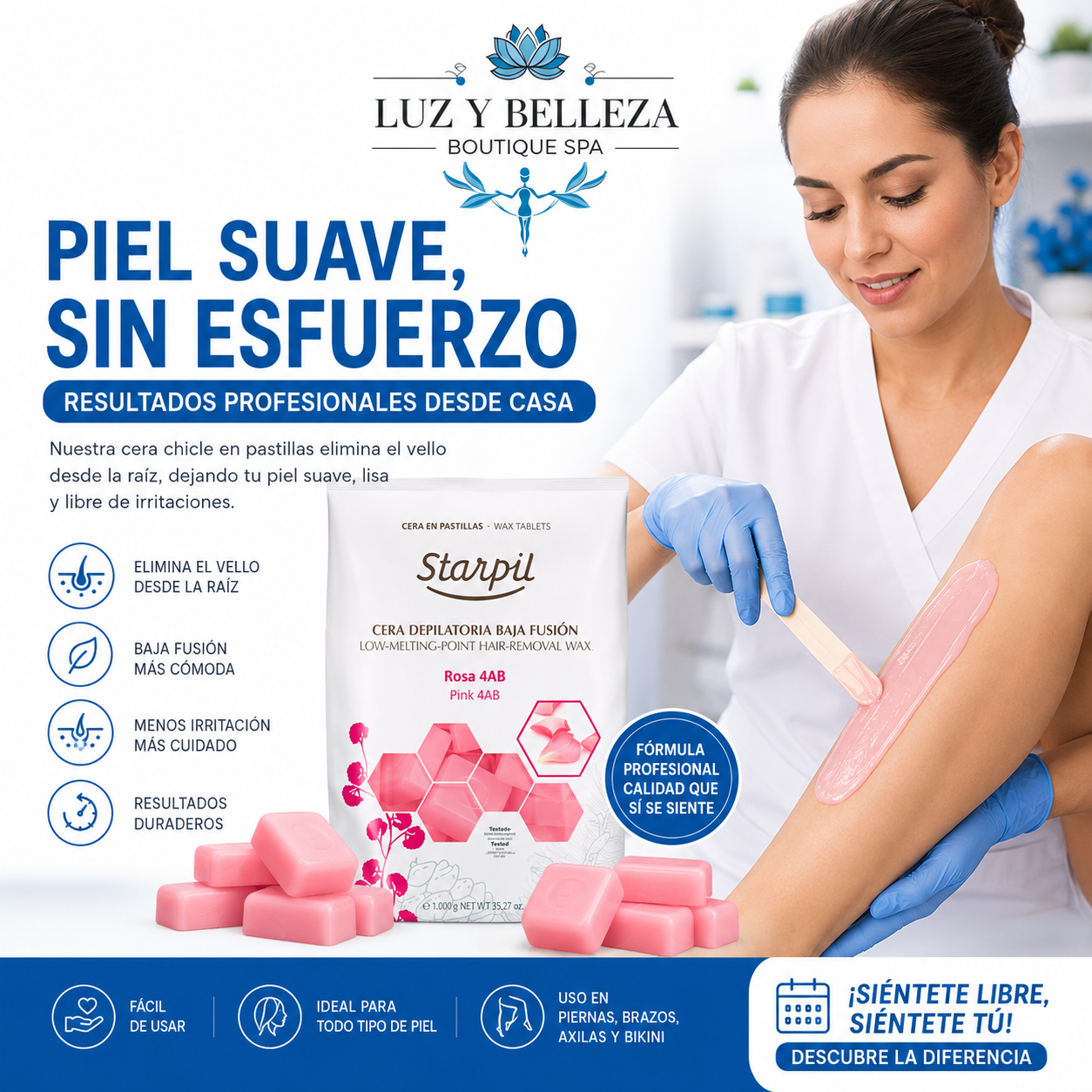CERA DEPILACIÓN ROSA EN PASTILLAS CHICLE 1000g Starpil