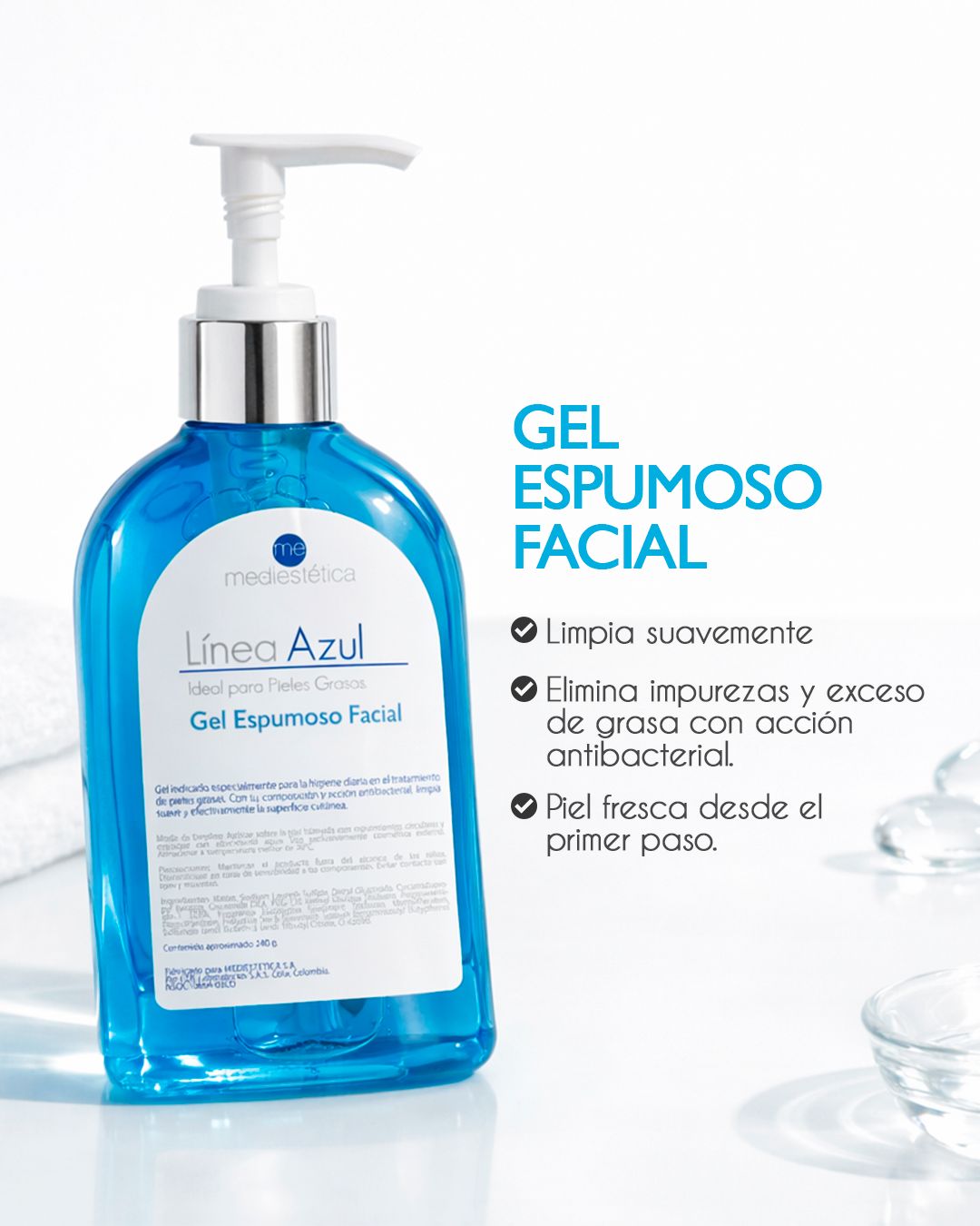 GEL ESPUMOSO FACIAL LÍNEA AZUL mediestetica