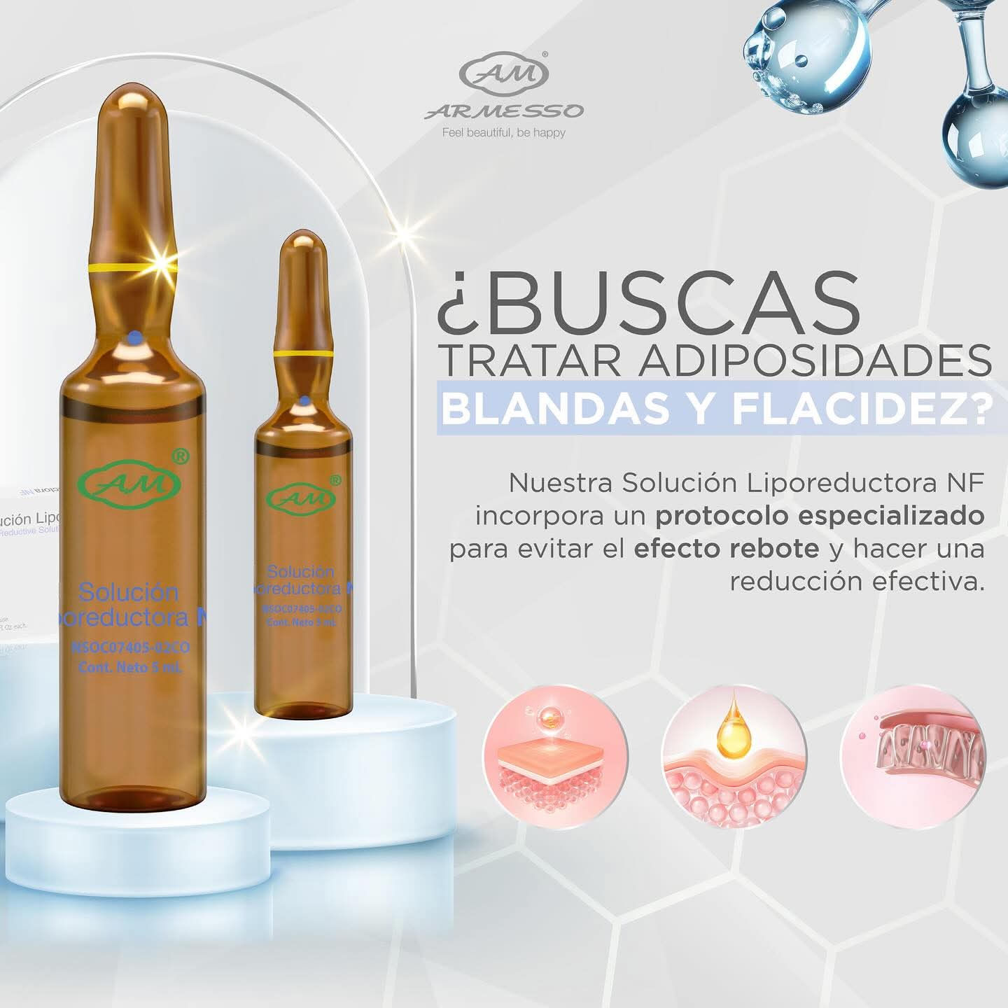 SOLUCIÓN LIPOREDUCTORA NF CAJA 10 AMPOLLA 5ML Armesso