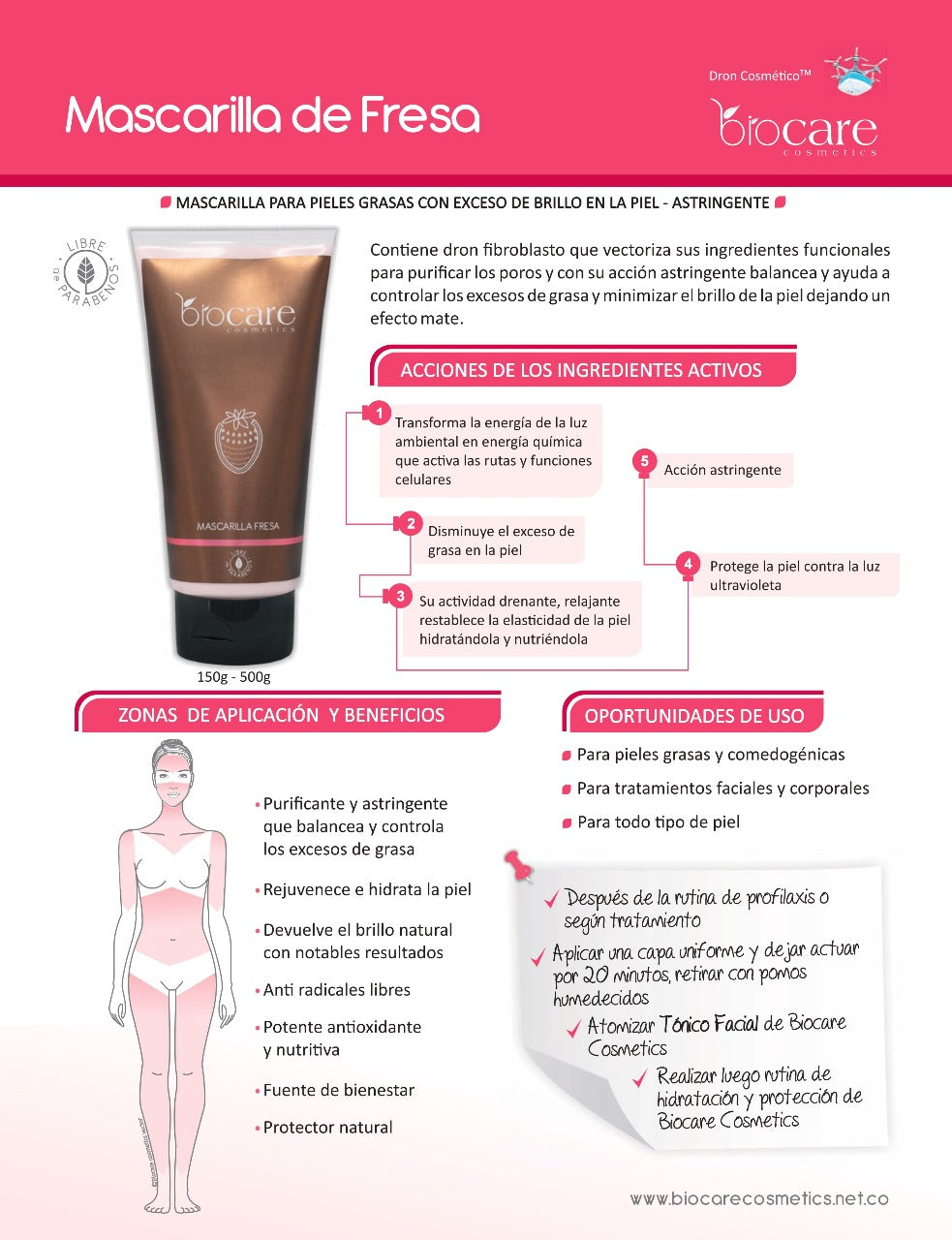 MASCARILLA DE FRESA 150g  Biocare